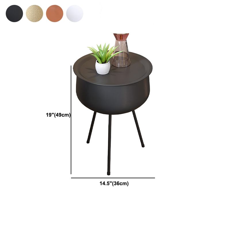 Iron Modern Night Table Round Metal Non-Storage Nightstand with Legs