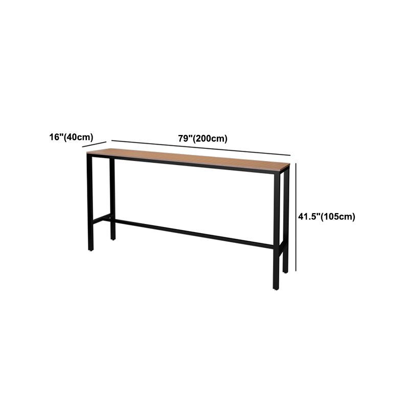 Wood Bar Dining Table Modern Rectangle Bar Table with Trestle Pedestal for Cafe Balcony