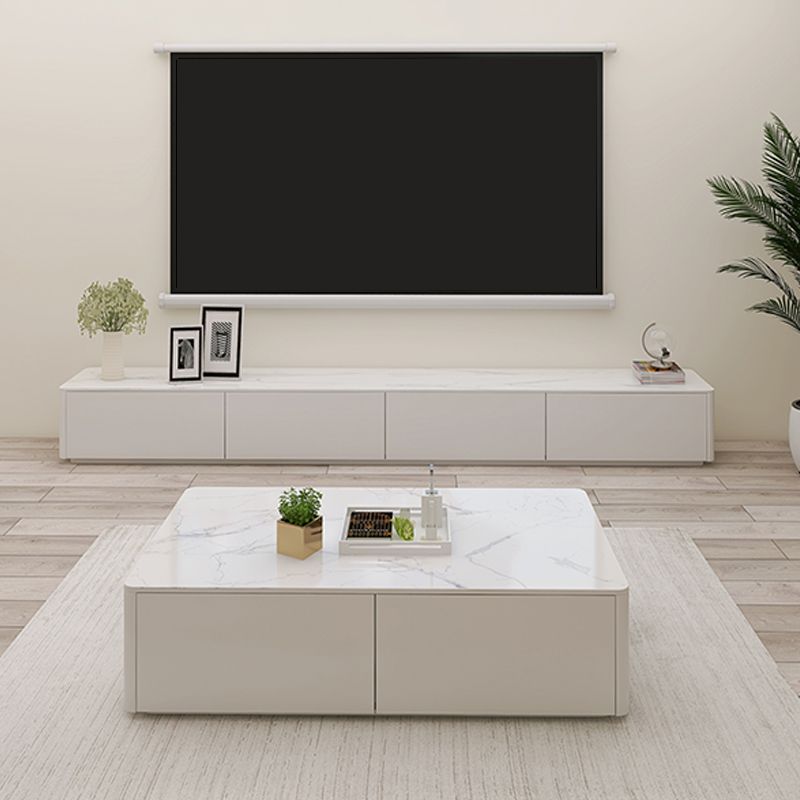 White TV Stand Contemporary TV Console with Drawers for Living Room