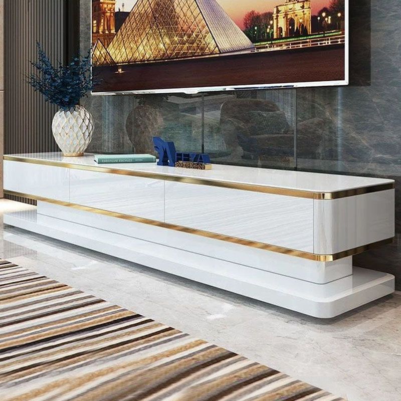 Luxurious 3-Drawer TV Stand Console 16.54-Inch H Glass TV Console