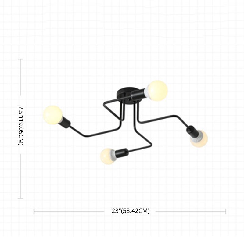 Schwarzpistole halb Flush Deckenleuchte Industrial Iron Wohnzimmer in der Nähe des Deckenlichts