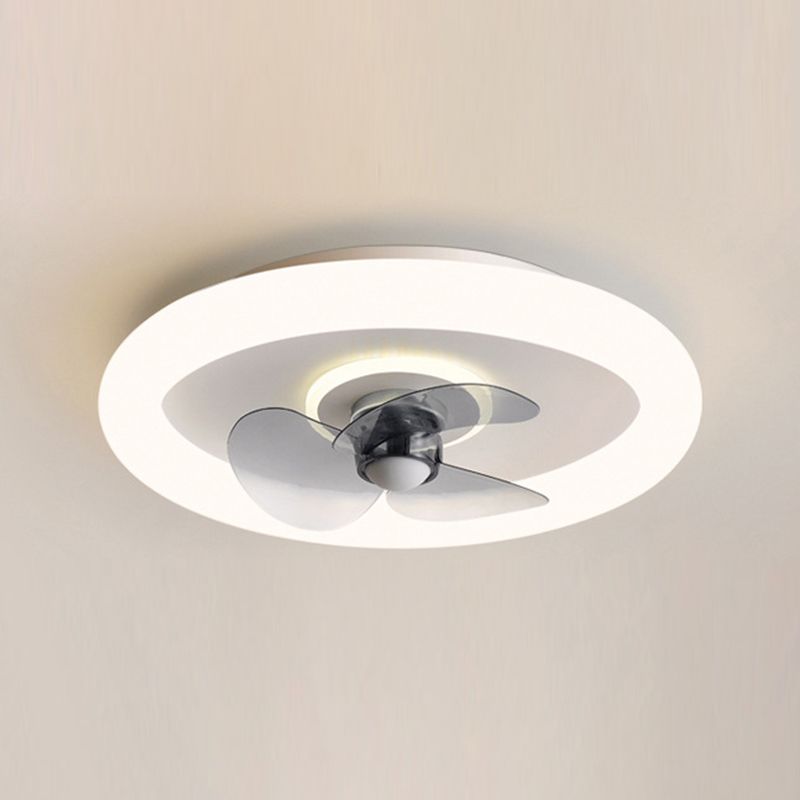 Simplicity Geometric Ceiling Fan Acrylic Bedroom LED Flush Mount Ceiling Light in White