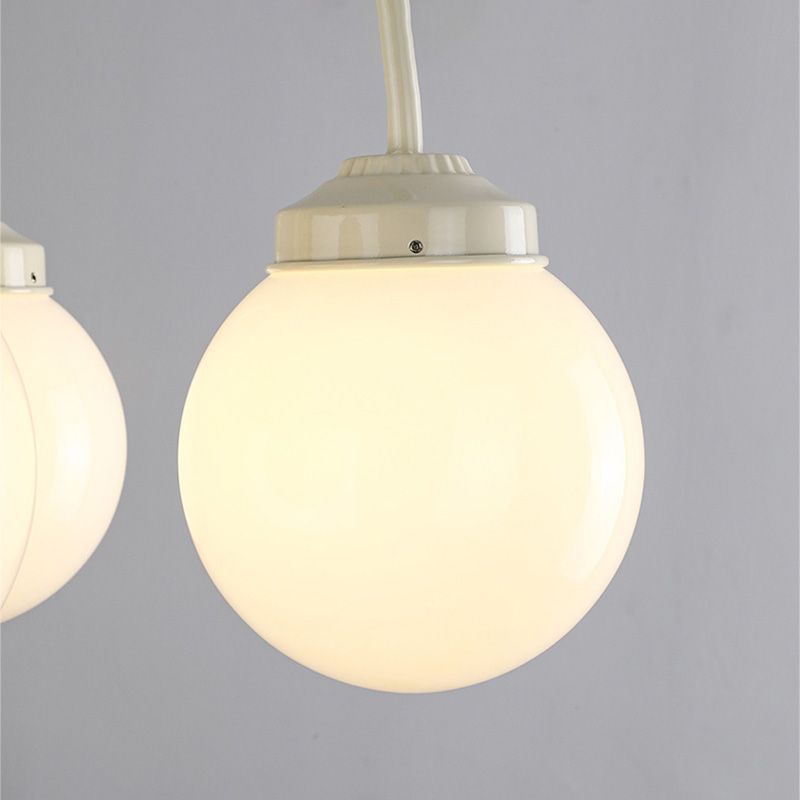 White Ball Pendant Light Fixtures Milk Glass 4-Lights Industrial Chandeliers Lighting