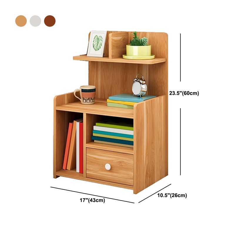 Modern Imitation Wood Nightstand Drawer Storage Open Storage Night Table