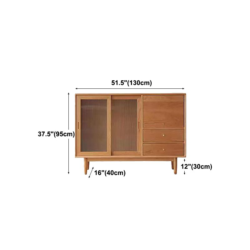 Glam Style Doors Cupboard 38-inch Height Wood Sideboard for Kitchen