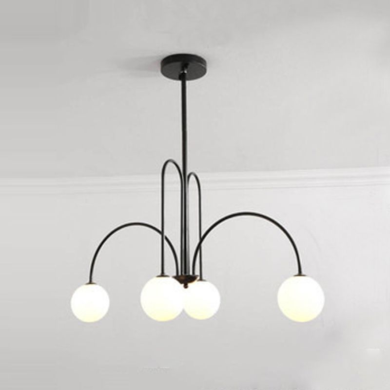 Modern Simple Chandelier Multi Lights Hanging Pendant Light Fixture with Glass Shade