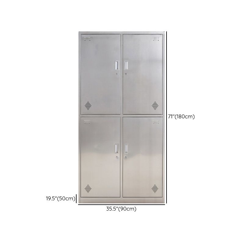 Silver Wardrobe Armoire Industrial Steel Wardrobe Closet with Lock