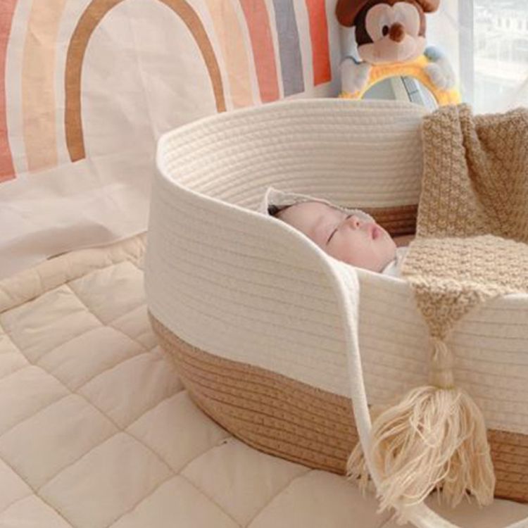 Fabric Oval Moses Basket Portable and Folding Moses Basket for Baby