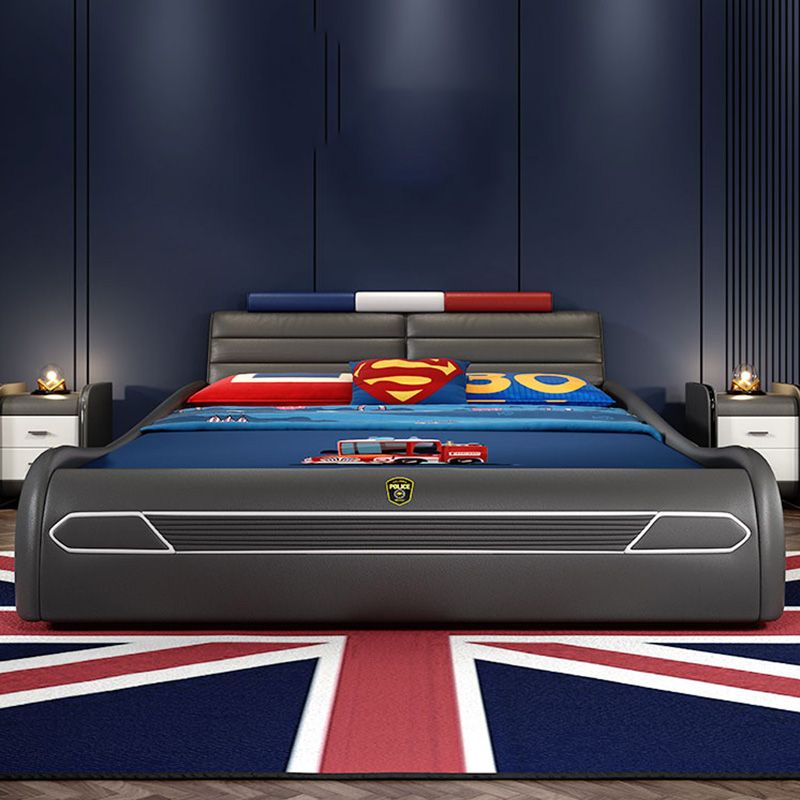 Contemporary Black Car Theme Standard Bed with Headboard Kids Bed