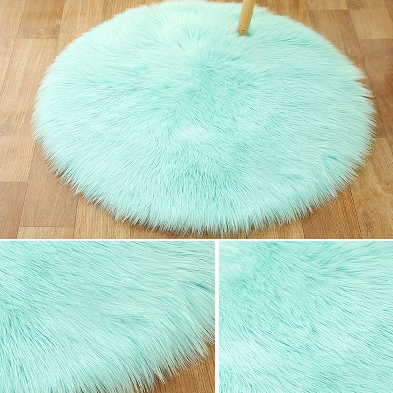 Multicolored Funky Round Rug Comfort Modern Plain Shag Carpet Polyester Stain Resistant Indoor Rug for Home Decoration