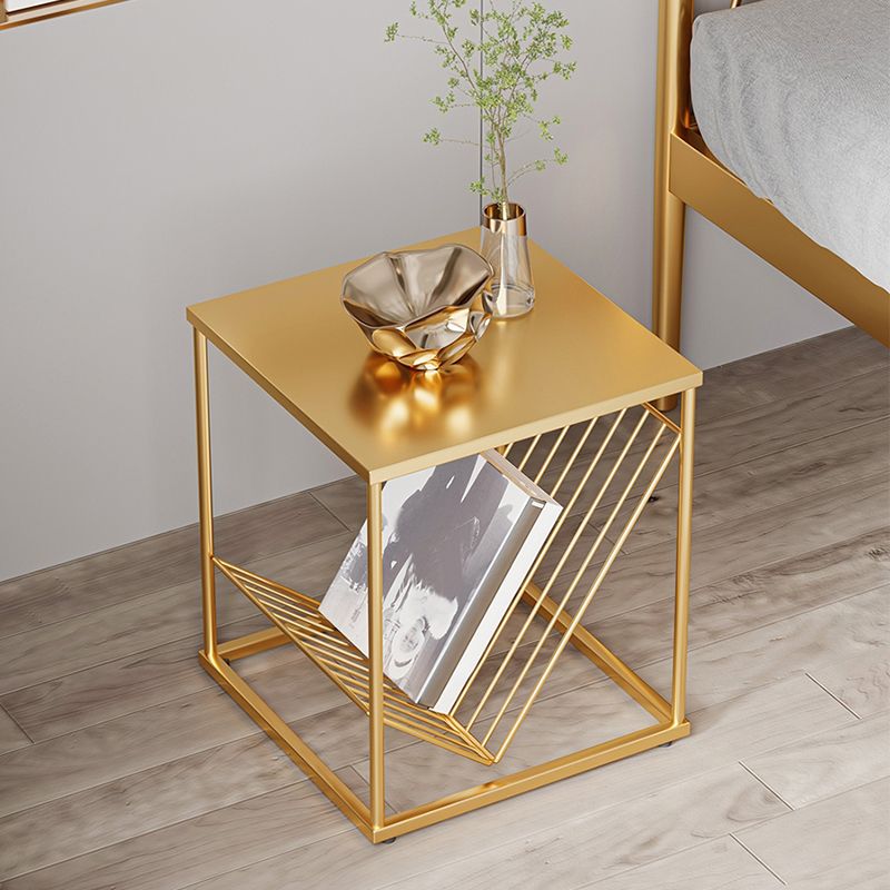 1 Shelf Glam Bedside Cabinet Metal Nightstand Open Storage Night Table  ,19.7" Tall