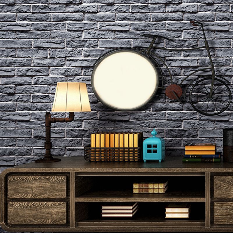 Smooth Dark Color Wallpaper Cyberpunk Brick Look Wall Covering for Home, 33' L x 20.5" W