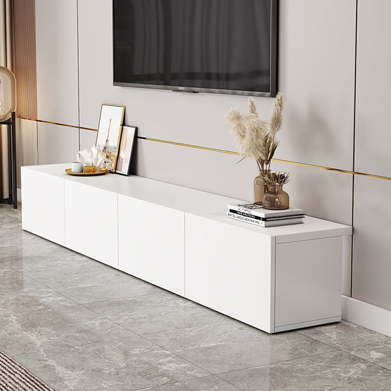 Contemporary TV Stand with Drawers / Cabinets in White , Faux Wood TV Console