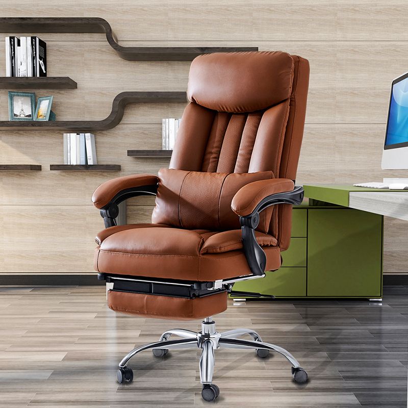 Modern Desk Chair Leather Computer Chair High-Back Chair in Brown