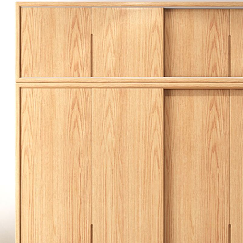 Oak Solid Wood Kids Closet Modern Style Brown Wardrobe Closet with Sliding Door