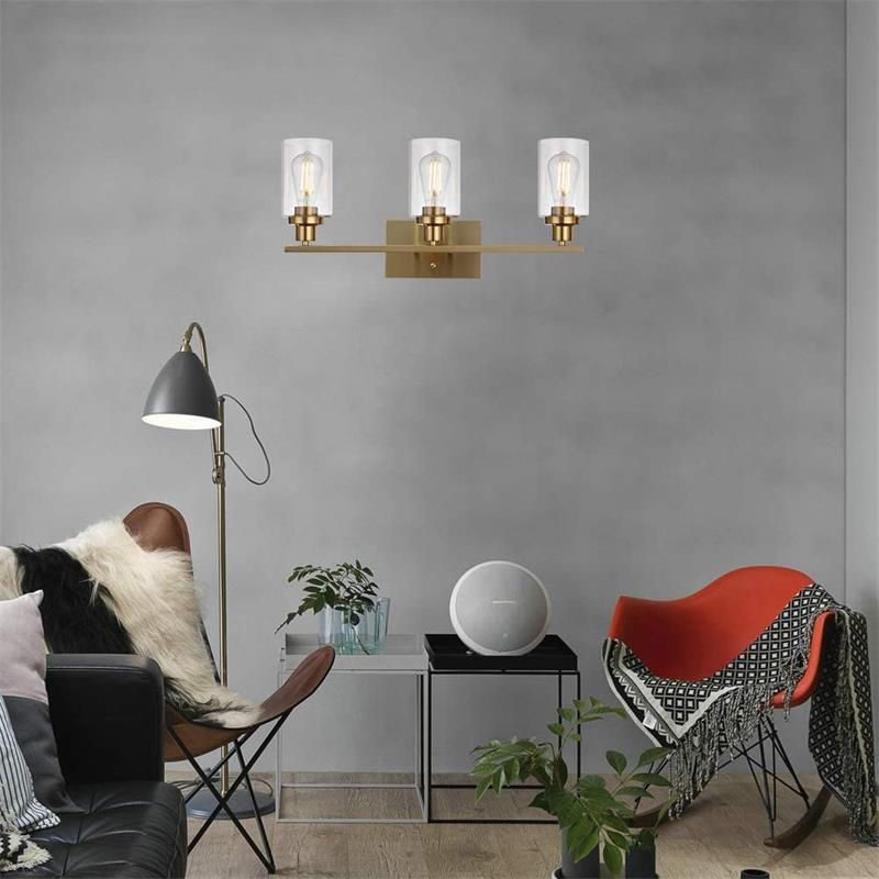 Metal Industrial Wall Sconce Cylinder Shape Vanity Lamp with Glass Shade for Bathroom