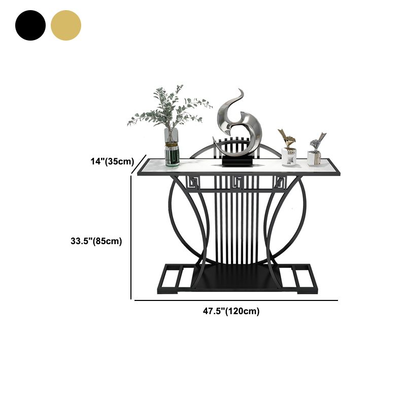 Contemporary Marble Sofa Table Rectangle Scratch Resistant Sofa Console Table