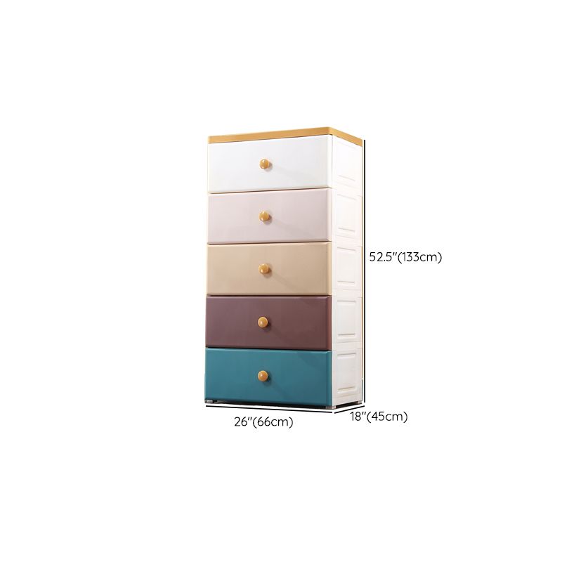 Scandinavian Kids Dressers Plastic Baby Dresser with 5 Drawers