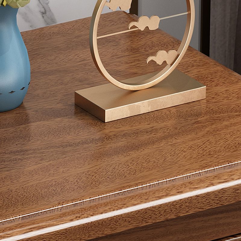 Walnut Bed Nightstand Contemporary Bedside Cabinet with Drawers