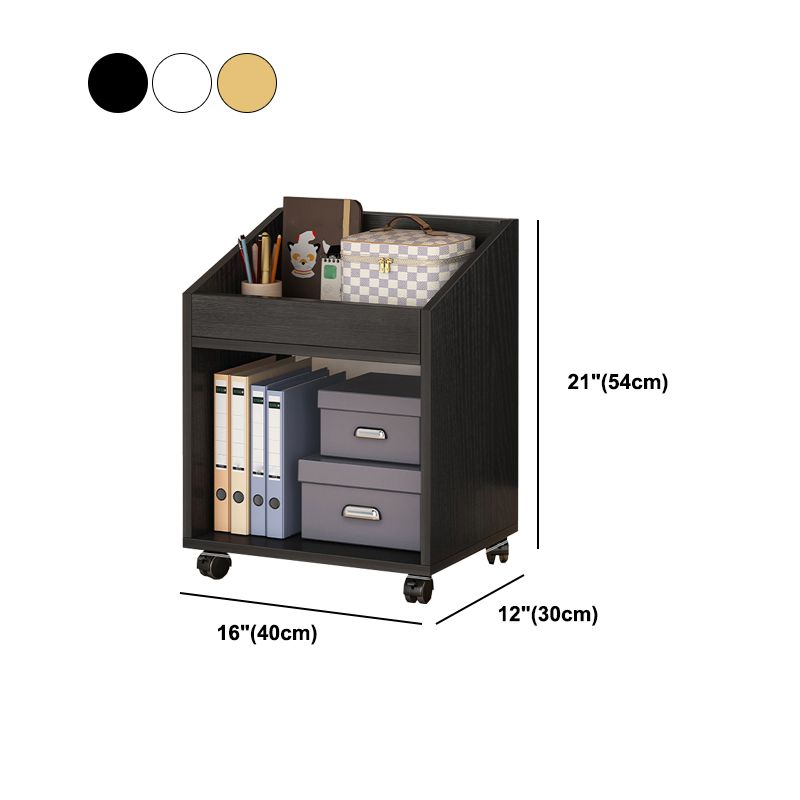 Manufactured Wood Geometric Bookshelf Modern Open Bookcase with Caster Wheels