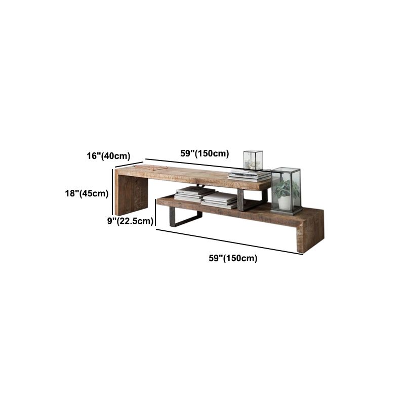 17.72"H TV Stand Industrial Style Open Storage TV Console with 2-shelf