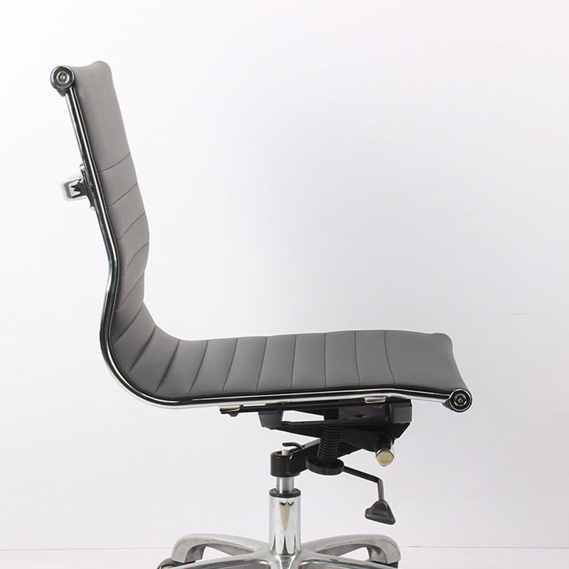 Modern Black Office Chair Adjustable Seat Height Faux Leather Desk Chair with Wheels