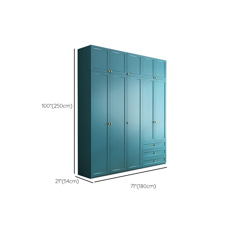 Modern Blue Bedroom Armoire Manufactured Wood Wardrobe Armoire