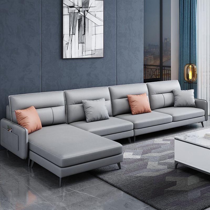 Scandinavian L-Shape Sectional with Square and Storage for Living Room