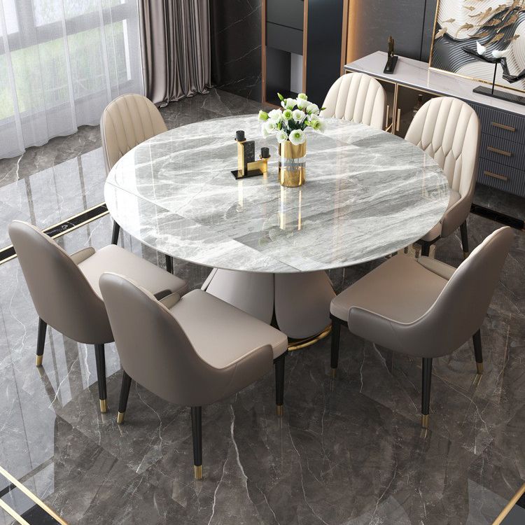 Modern Round Dining Table Sintered Stone Dining Table with Pedestal Base for Home Kitchen Dinner