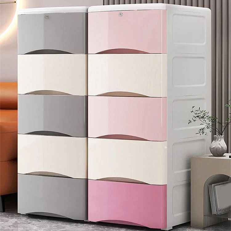 Scandinavian Plastic Kids Nightstand Vertical Kids Dressers with Drawers