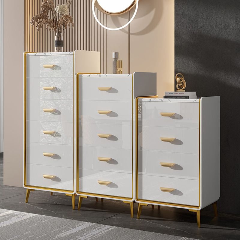 Glam Style Gold Storage Chest Dresser Wooden Chest with Multi Drawers