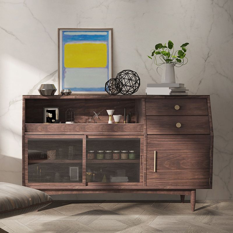 Modern Buffet Sideboard Solid Wood Side Board with Cabinets and Drawers