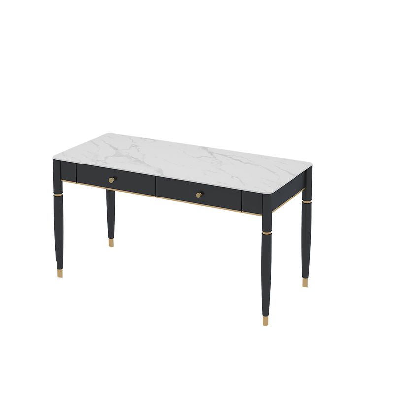 Contemporary Parsons Office Desk Black and White Writing Desk with Drawers