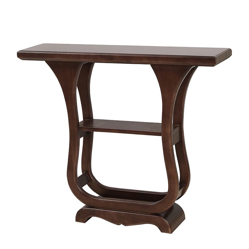 Solid Wood Rectangle Console Table 33.46" Tall Accent Table with Shelves