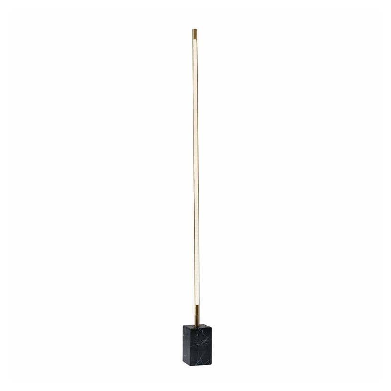 1 Light Linear Floor Lamp Contemporary Metal Standard Lamps Marble Base in Gold