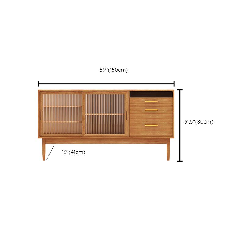 Modern Style Sideboard Table Pine Solid Wood Buffet Sideboard with 3-Drawer