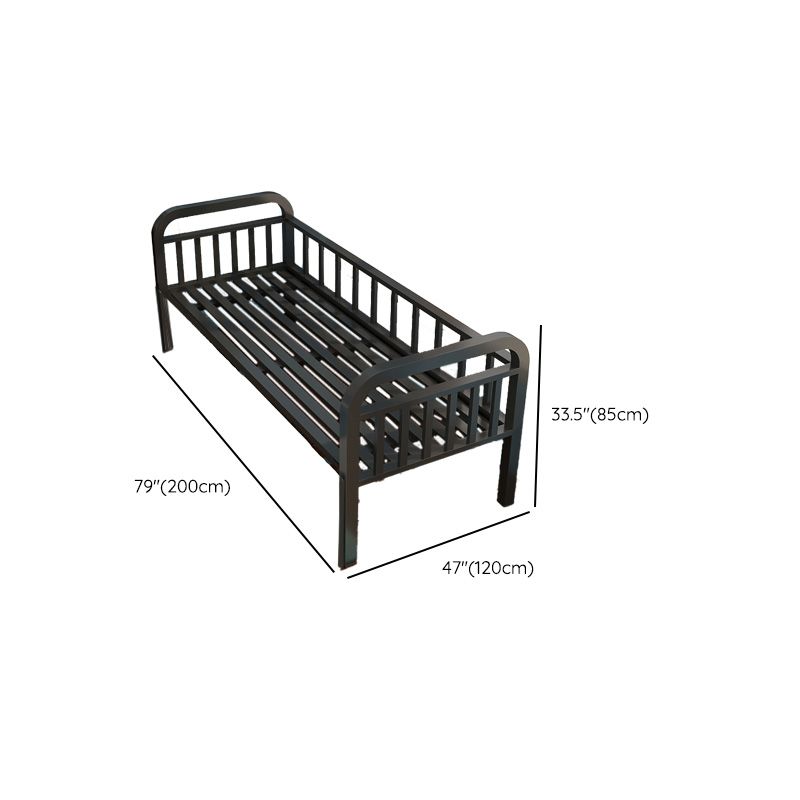 Contemporary Iron Standard Bed with Guardrail in Black/White