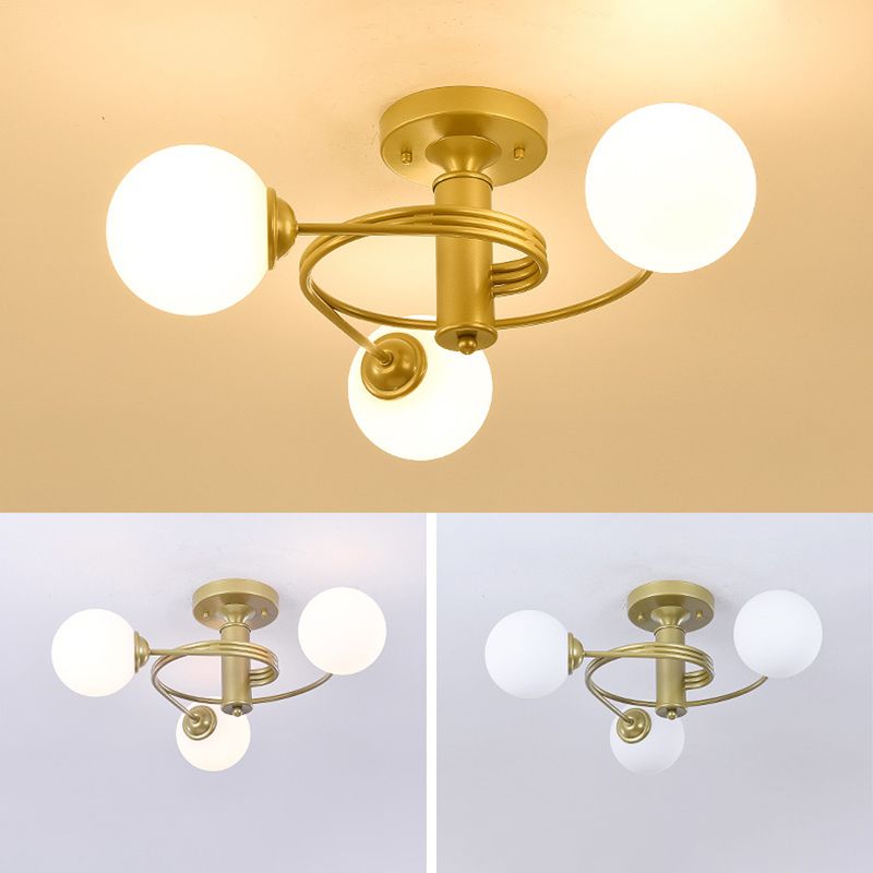 3/5-Light Black/Golden Modern Flush Mount Lighting LED Ceiling Light for Bedroom