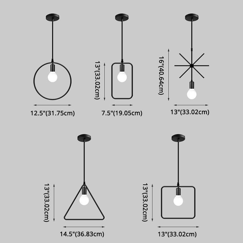 Loftstijl geometrisch hangend plafondlicht metaal hangend licht licht in zwart