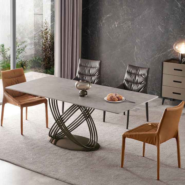 Contemporary Metal Dining Room Chair PU Leather Dining Chair for Home Use