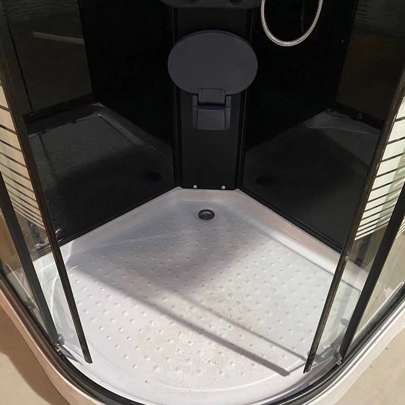 Rounded Shower Stall Double Sliding Shower Stall with Towel Bar