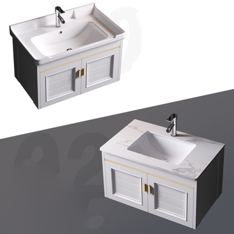 Wall Mounted Sink Vanity Contemporary Metal Bathroom Sink Vanity