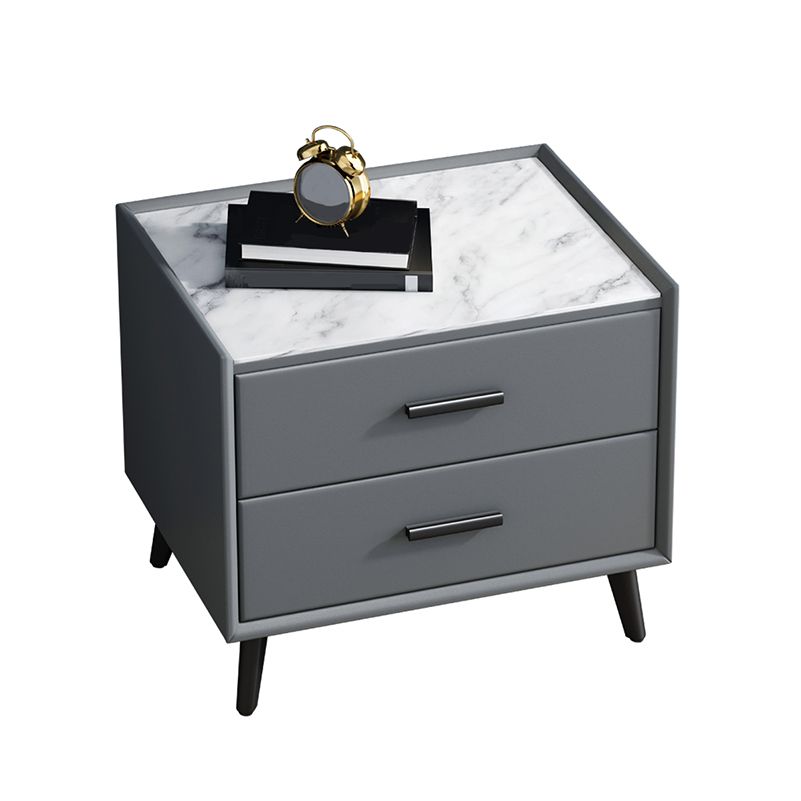 Contemporary Night Table Antique Finish Nightstand with Drawers