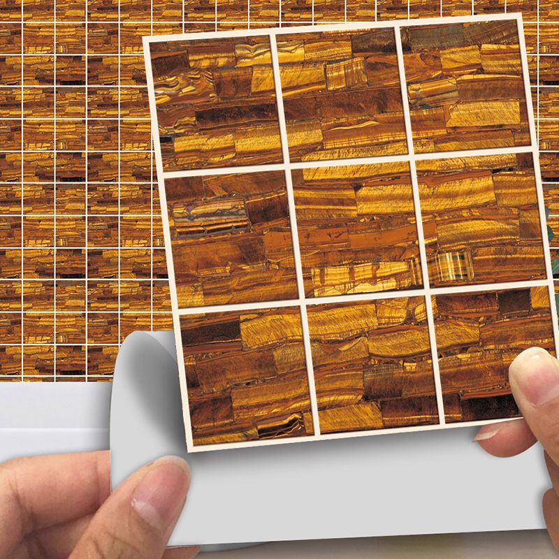 Yellow-Brown Marble Stick Wallpaper Panels Temporary Modern Kitchen Wall Art (30 Pcs)