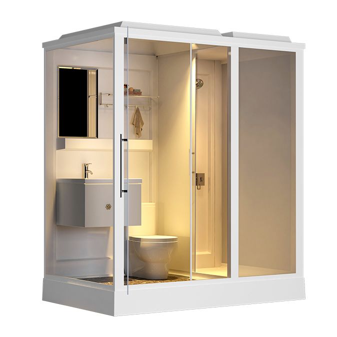 Contemporary Rectangle Shower Stall Clear Framed Shower Stall with Ceiling