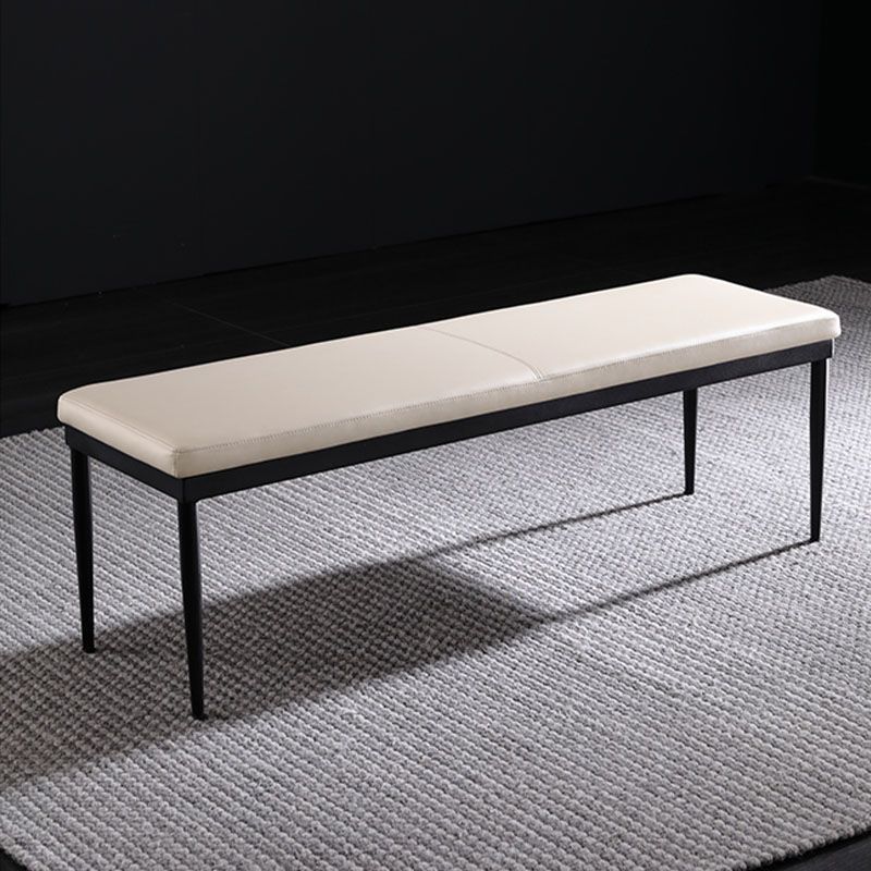 Modern Dining Bench with Black Metal Legs, 18"H Upholstered Seating Bench