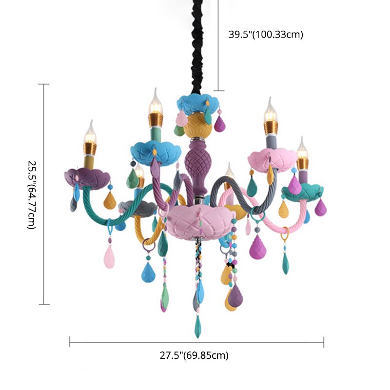 Wrought Iron Macaron Pendant Light in Modern Creative Style Glass Indoor Ceiling Light with Crystal Decoration