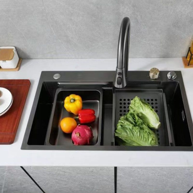 Modern Kitchen Sink Stainless Steel with Accessories and Faucet Bar Prep Sink