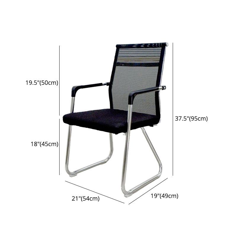 Medium/High Back Office Chair Fabric Sponge Seat Stainless Steel Legs Desk Chair