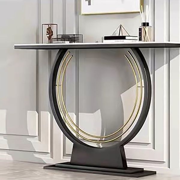 Glam Scratch Resistant Stain Resistant Half Moon Slate Console Table